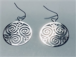 ER-28-S Celtic Spiral Triskelion 18k Silver Plated 30mm Earrings