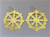 ER-311 Wheel of Dharma 18k Gold plated 3" earrings