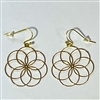 ER-32 7 Petaled Seed of Life  30 mm Earring gold plated.