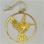 ER-33 18k gold plated Hummingbird 30mm earrings