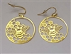 ER-34 Honeycomb Bee 18k Gold Plated 30mm Earrings