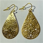 Gold Plated Mosaic Tear Drop Earrings 30mm