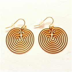 Classical Seven Circuit  Cretan Labyrinth 30mm Earrings