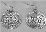 ER-98-S Metatron Flower of Life 18k silver Plated 30mm Earrings