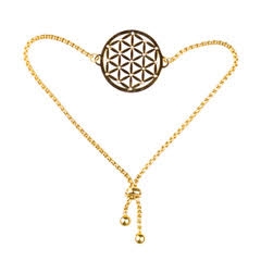 FOLB-G Adjustable Gold Plated Brass Flower of Life Bracelet