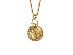 Gold Flower of Life Sacred Geometry Aromatherapy Ball Pendant