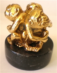 The Three Wise Monkeys - Hear No Evil, Speak No Evil, See No Evil - 2.5" tall - 24KT Gold-Plated Figurine (GF-21)