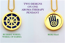 Buddhist Wheel of Life/ Reiki Aroma Therapy Double Sided Pendant