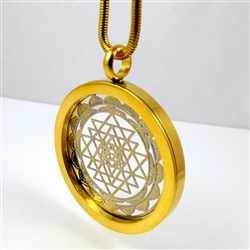 GSSYP Gold Plated Stainless Steel Sri Yantra Pendant with Chain