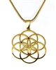 Gem3-gold Gem Studded Gold Seed of Life 3cm Pendant