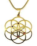 Gem5-gold Gem Studded Gold Seed of Life 5cm Pendant