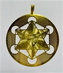 Star Tetrahedron Metatron Cube 18K Gold Plated 2" Pendant