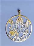 PD-268 Ganesh Cut out 18k Gold Plated 2" Pendant