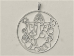 PD-268-S Ganesh Cut out 18k Silver Plated 2" Pendant