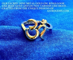 ROM-10 - AUM (OM) RING in 9 Metal Combination Gold: Size 7