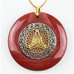 Red Jasper  Pendant with Yogi and Chakras