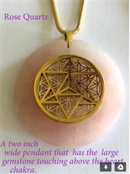 RQP-GST/SFOL Rose Quartz Pendant with Gold Star Tetrahedra and Silver Flower of life