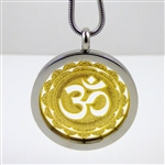 SGOMP-29 Silver and Gold Plated Stainless Steel "OM" Pendant with Chain