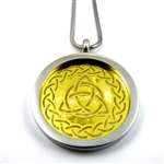 SGTRQP-34 All Silver and Gold Plated Stainless Steel Celtic Triquetra Pendant with Chain