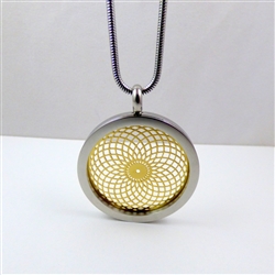 SGTVP-24 Silver and Gold Plated Stainless Steel Torus Vortex Pendant with Chain