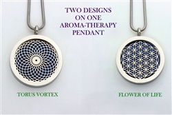 Torus Vortex/Flower of Life Aroma Therapy Double Sided Pendant