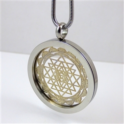 SSSYP-20 Silver Plated Stainless Steel Shree Yantra (B) Pendant with Chain