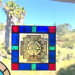 Stained Glass Sri Yantra Mobile 5 Inch. (StainGlassYantra)