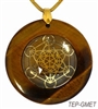 Brown Agate Sacred Geometry Stone Pendants