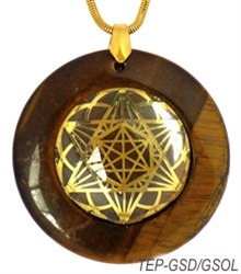 Brown Agate Sacred Geometry Stone Pendants