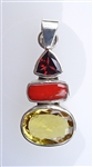 TSP-01 GARNET, RED CORAL AND CITRINE PENDANT IN 92.25 STERLING SILVER