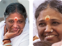 Amma wallet altar featuring a lovely devotional photo on each side