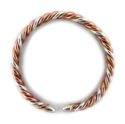 pure silver and copper wire twist bracelet