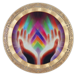 reiki double sided icon with 18k gold plating and full color printing