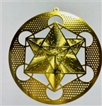 Star Tetrahedron Metatron Cube 18K Gold Plated 2" Grid