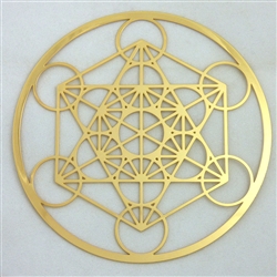 18 karat gold plated metatron's cube cut out design