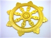 Wheel Of Dharma with Detail 18kt Gold Plated Icon