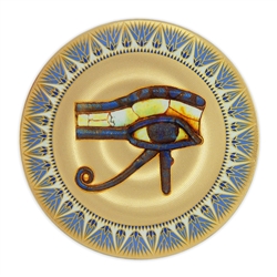 eye of horus and scarab double sided icon with 18k gold plating and full color printing