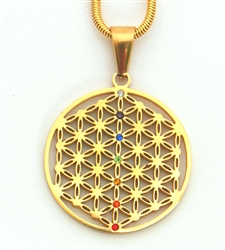 flower of life pendant gold plated stainless steel
