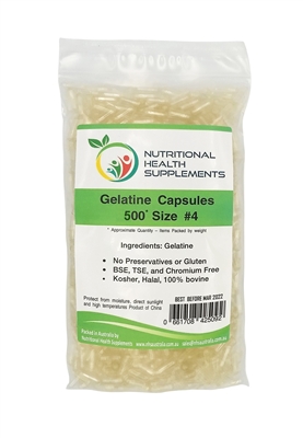 500 Gelatin Capsules - Size #4