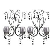 Midnight Elegance Black Candleholder Wall Sconces Set of 2