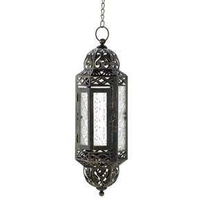 Victorian Clear Glass Metal Hanging Candle Lantern