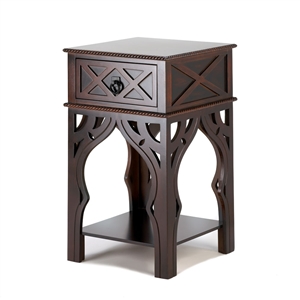 Moroccan Deep Brown 1-Drawer Side Table