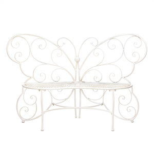 White Butterfly Garden Bench