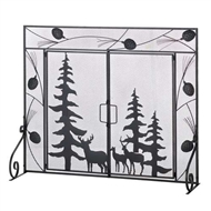 Pine Tree Moose-Deer Fireplace Screen