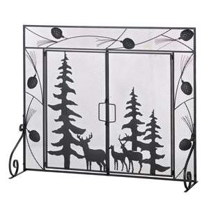 Pine Tree Moose-Deer Fireplace Screen