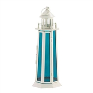 Lighthouse Blue Glass Candle Lantern