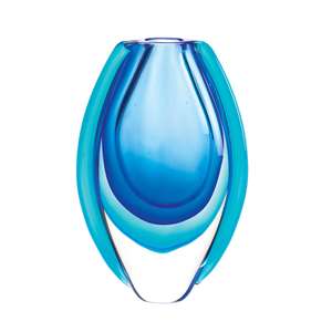 Azure Blue Art Glass Decorative Vase