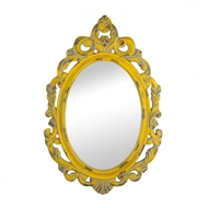 Vintage Hannah Yellow Oval Wall Mirror
