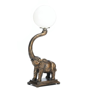 Trumpeting Elephant White Globe Table Lamp