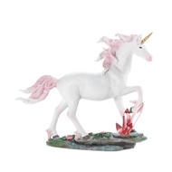 White Unicorn Crystal and Flower Figurine
